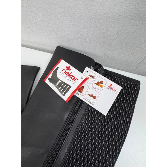 RIEKER Boots 38 Faith Black Smooth Leather Stretch Zip Tall Boot Z9591-00 NEW - Picture 9 of 11